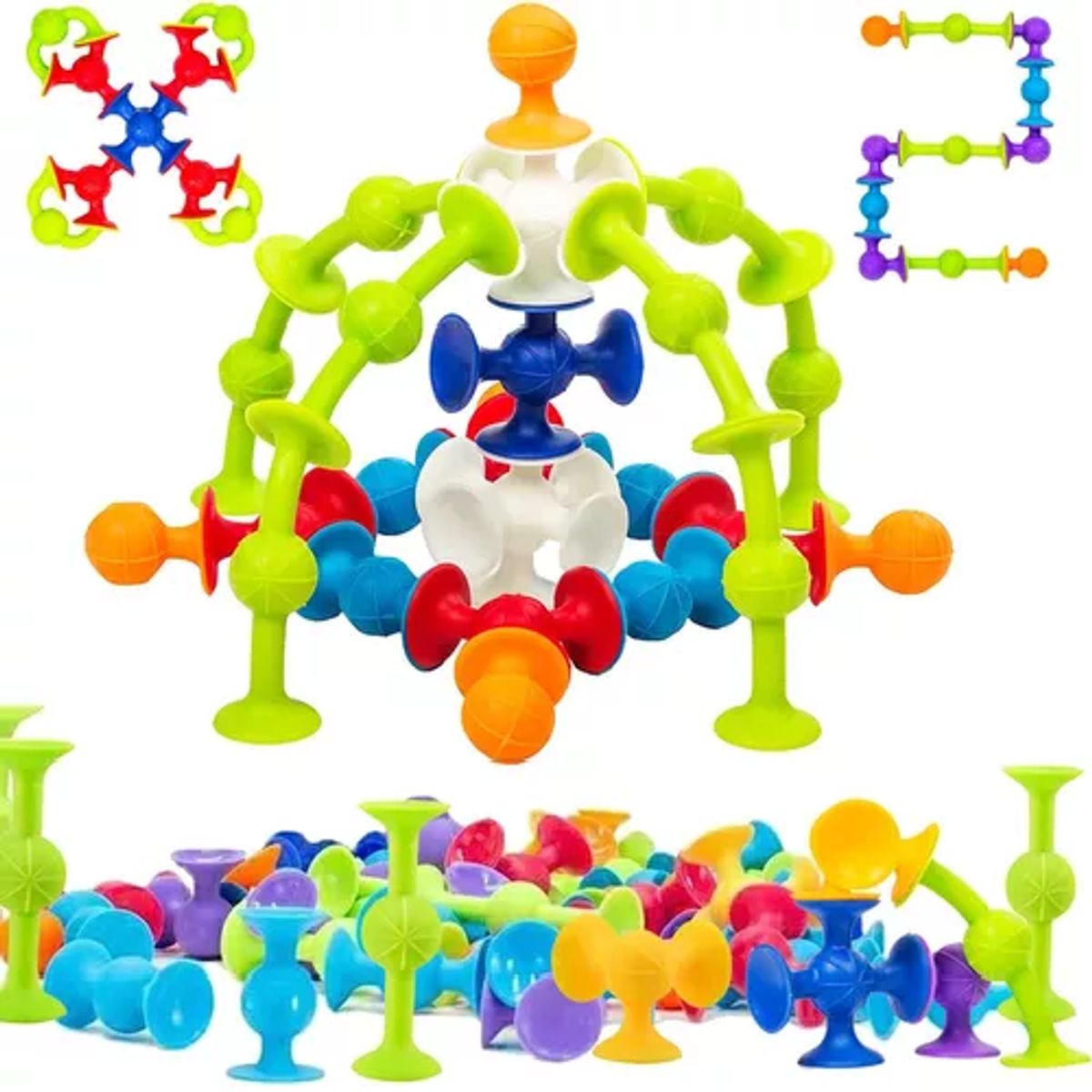 GENERICO - 33 pcs ventosas de baño bloques de silicona interactivos multicolor