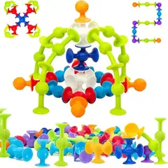 GENERICO - 33 pcs ventosas de baño bloques de silicona interactivos multicolor