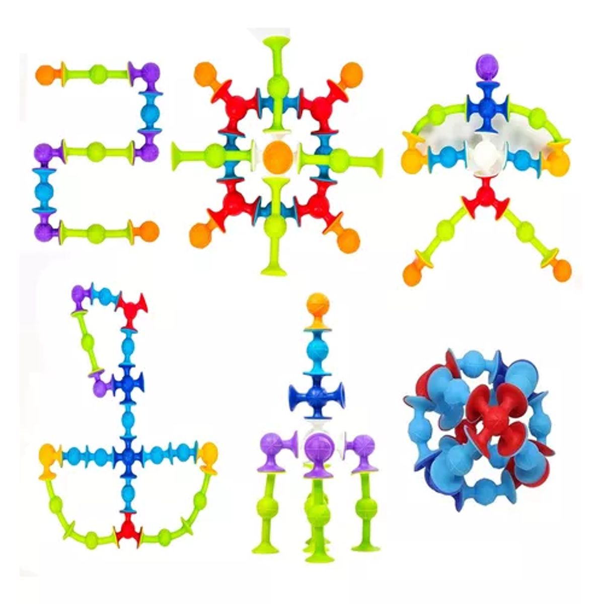 GENERICO - 33 pcs ventosas de baño bloques de silicona interactivos multicolor