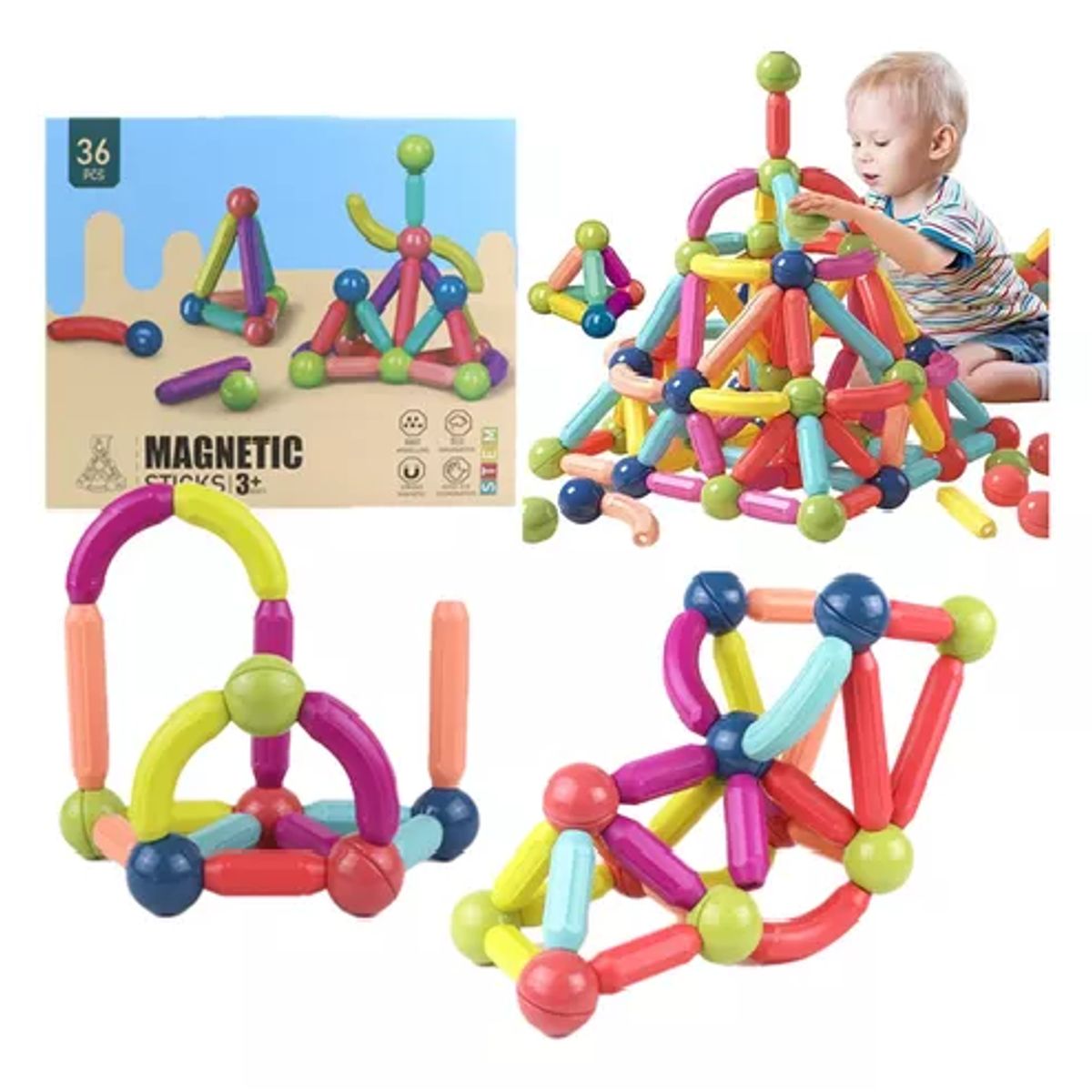 GENERICO - Juego varilla magnética juguete didáctico bloques multicolor