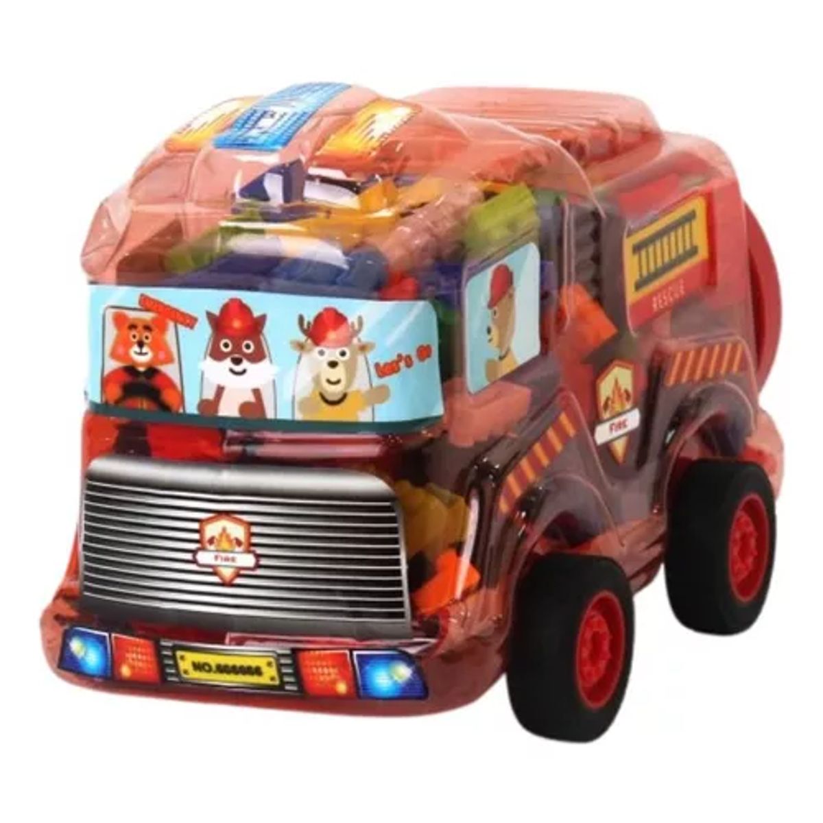 GENERICO - Juguete didáctico 364 bloques de construcción en bus rojo