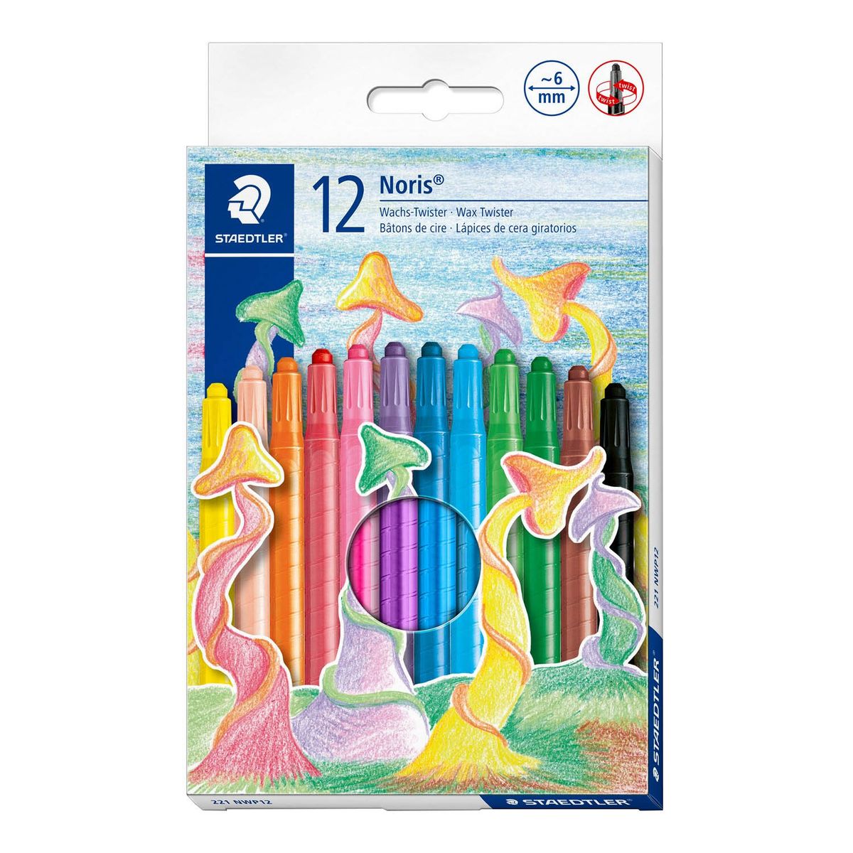 GENERICO - Lápices de Cera Staedtler 12 Colores Delgados Giratorios