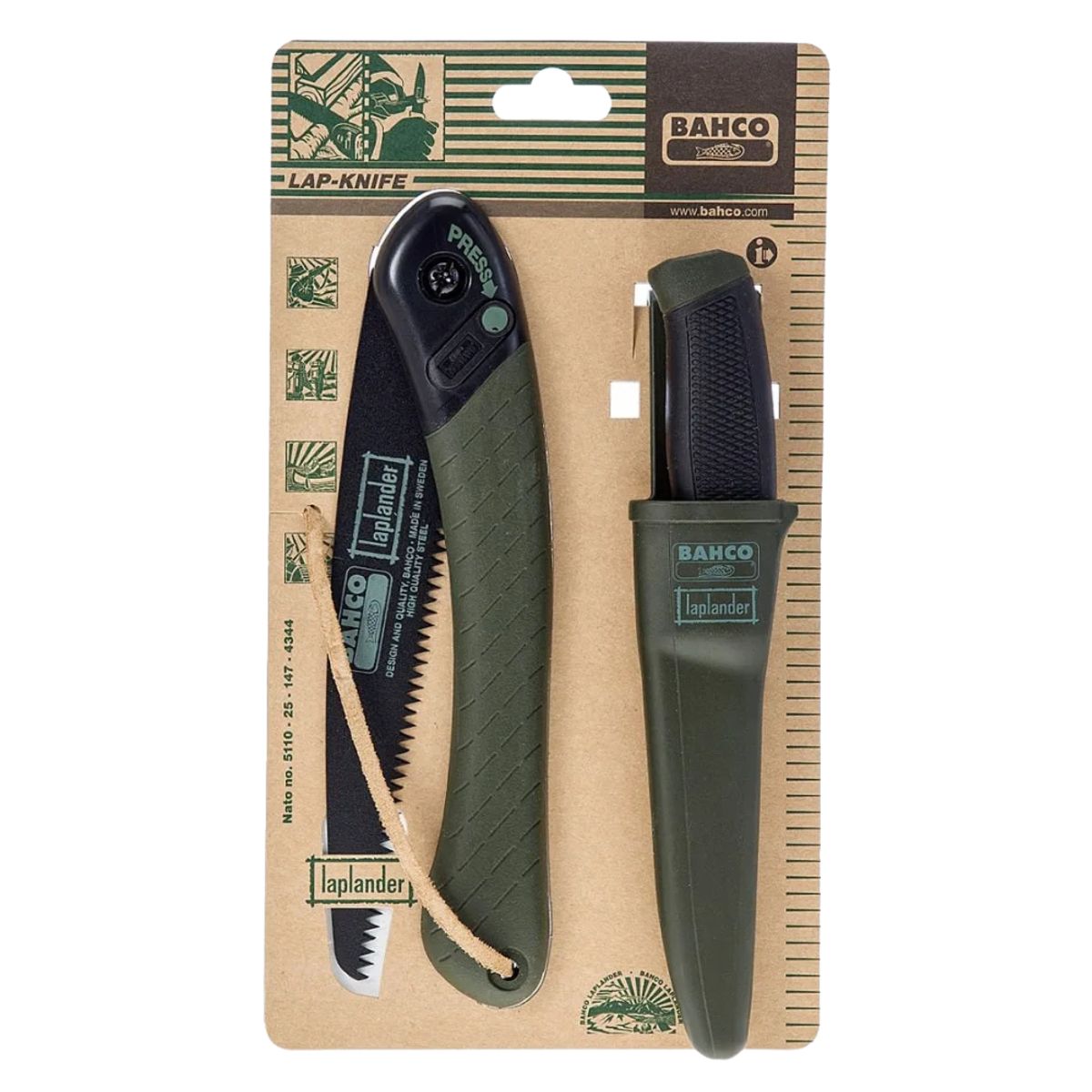 BAHCO - Pack De Cuchillo + Sierra Poda Plegable Bahco LAPKNIFE Suizo