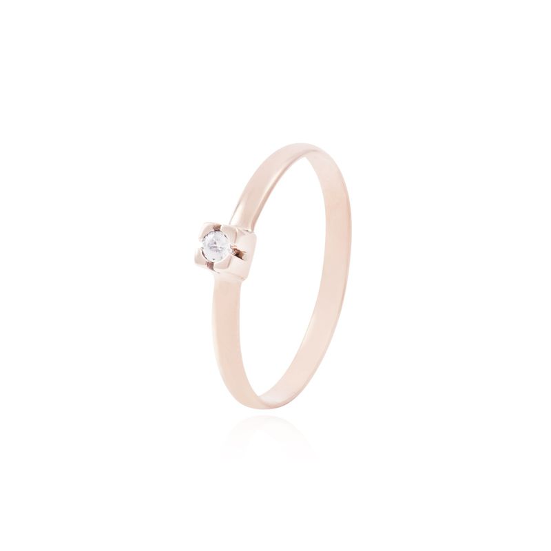 JB JOYAS BARON - Anillo Oro Miel 18kt Solitario Juvenil