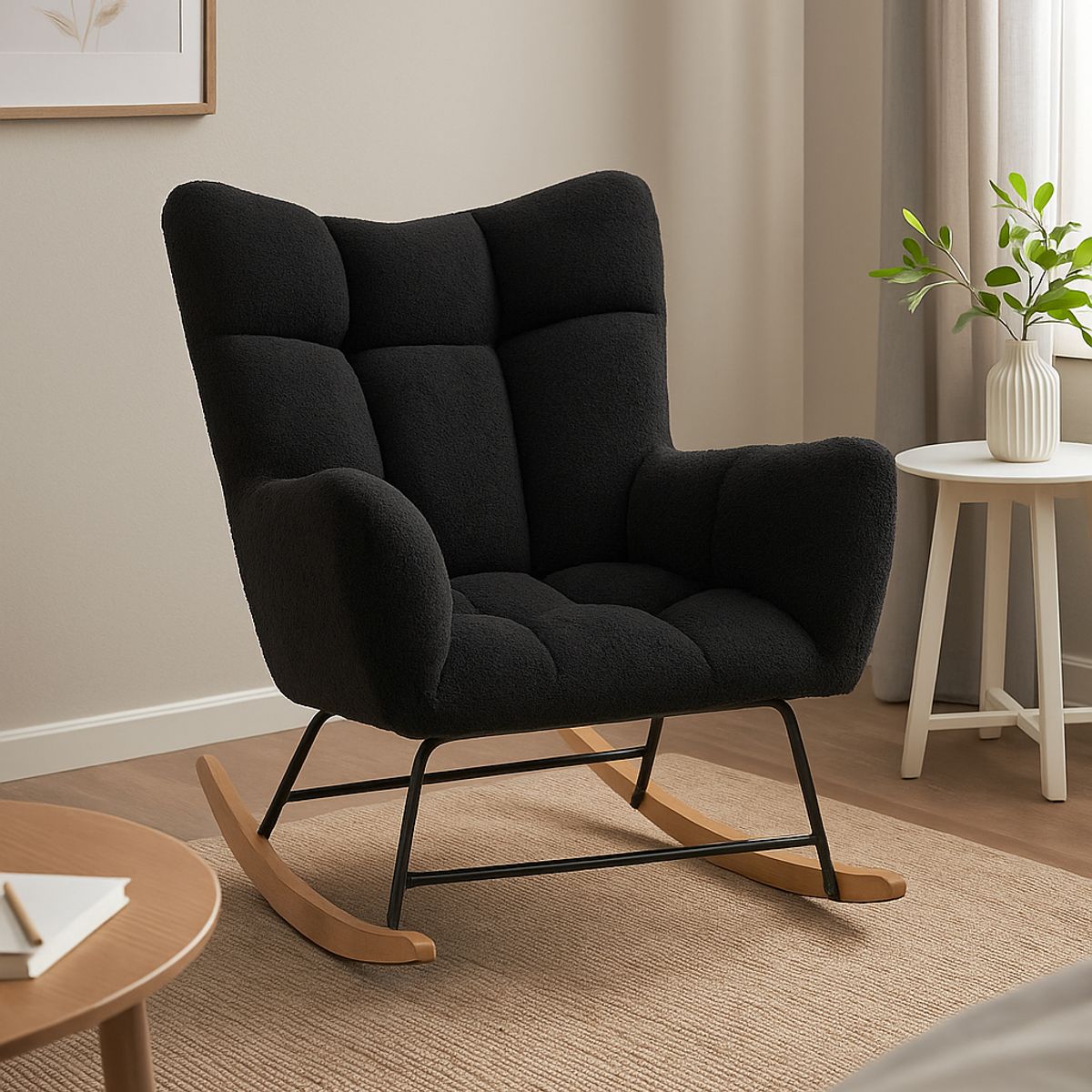 RELAN - Sitial Mecedora Terciopelo Relan Vera Silla Individual Gris