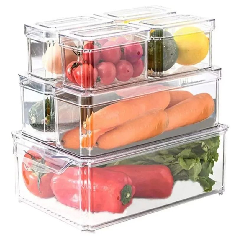 GENERICO - Set 7 Contenedores Organizador Refrigerador Cocina Con Tapa Transparente