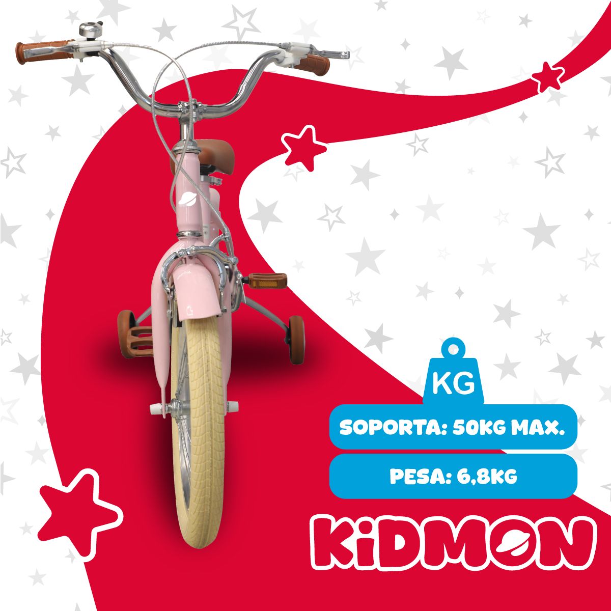 KIDMON - Bicicleta Infantil Aro 16 Kidmon Ruedas de Aprendizaje Niña