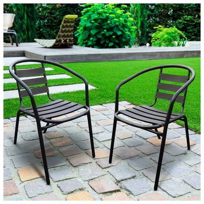Imagen 2 del producto Pack 4 Sillas Terraza Acero 73x52x53cm Negro