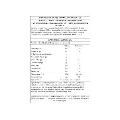 Imagen 2 del producto PROTEINA WHEY ISOLATE 5LBS SALTED CARAMEL COLD BREW- BASIC