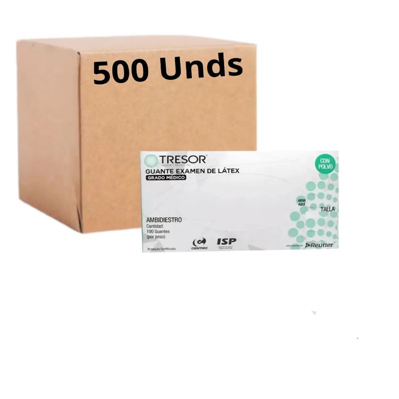 REUTTER - Guantes Latex Blanco Tresor Talla M Pack X 500 Unidades