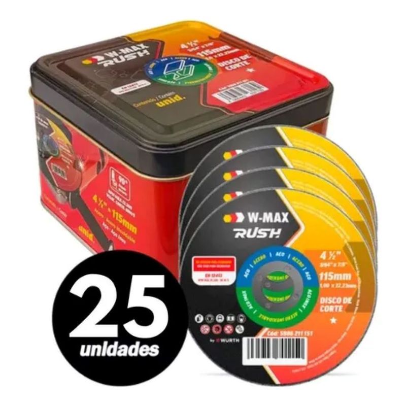 WURTH - Disco Corte Inox/metal Wurth 4 1/2 Pack De 25 Unidades