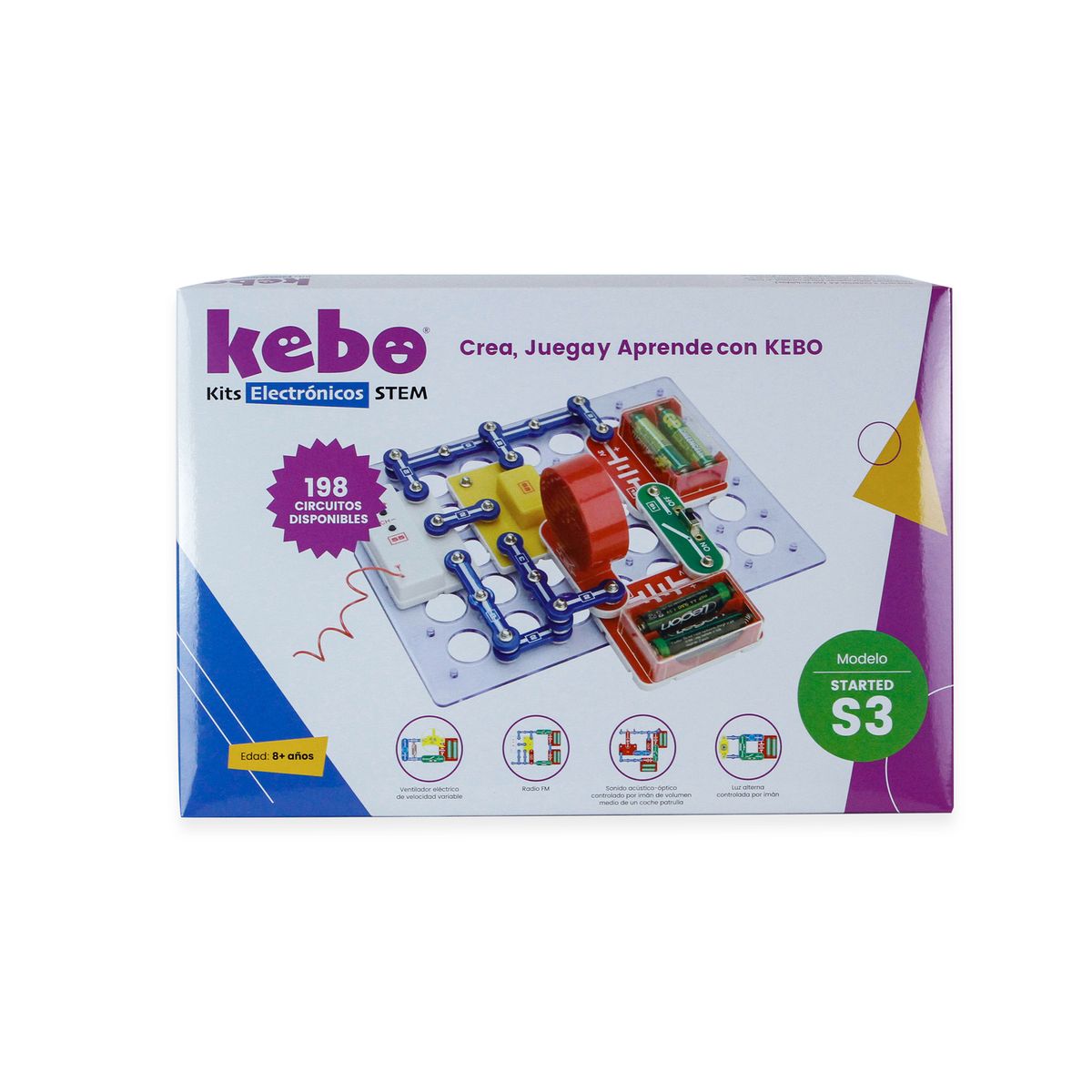 KEBO - Kit Electrónico Educativo Kebo Started S3 - 198 circuitos