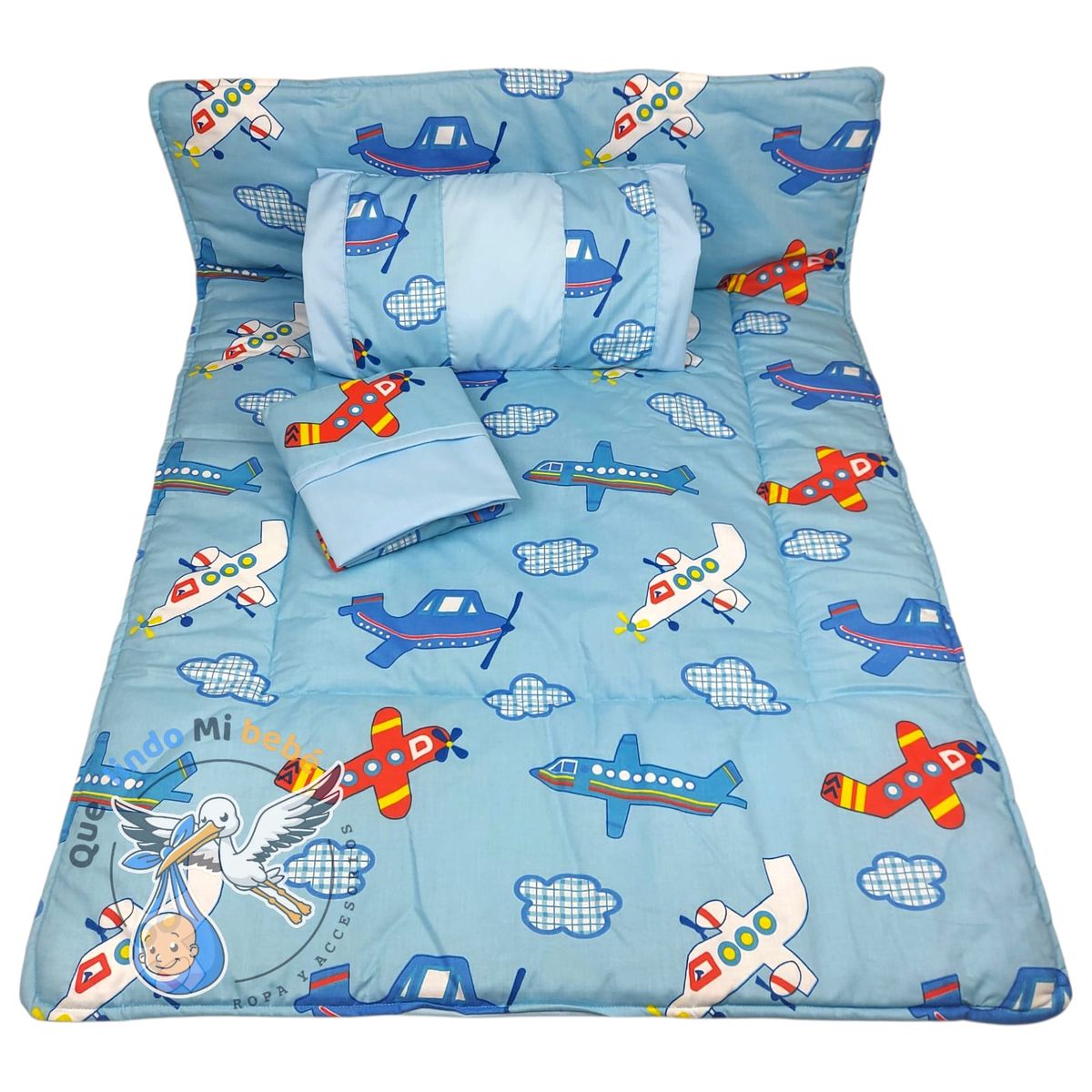 GENERICO - Set para Cuna Colecho Celeste Aviones