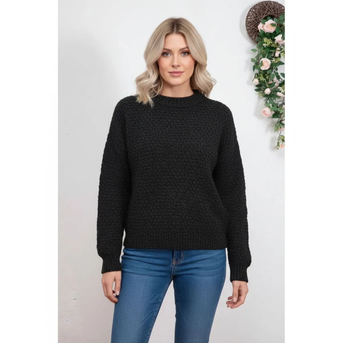 LIKE SHOP - Sweater Mujer Cuello Redondo Chenille Tejido Primavera Verano T601
