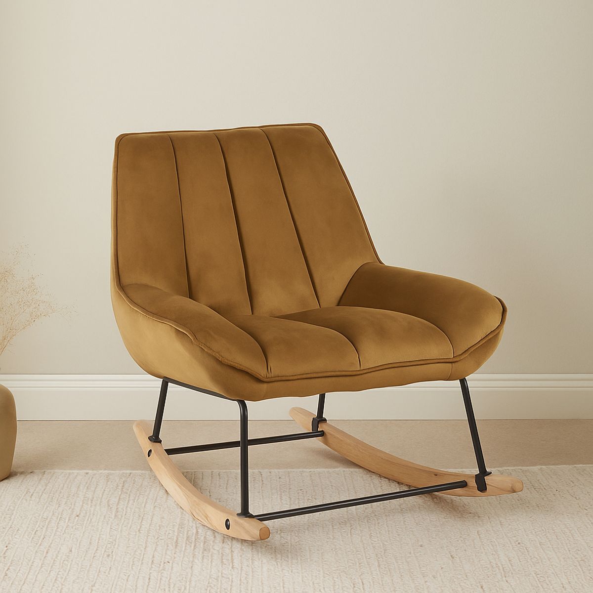 RELAN - Sitial Mecedora Terciopelo Relan Mavi Silla Individual Café