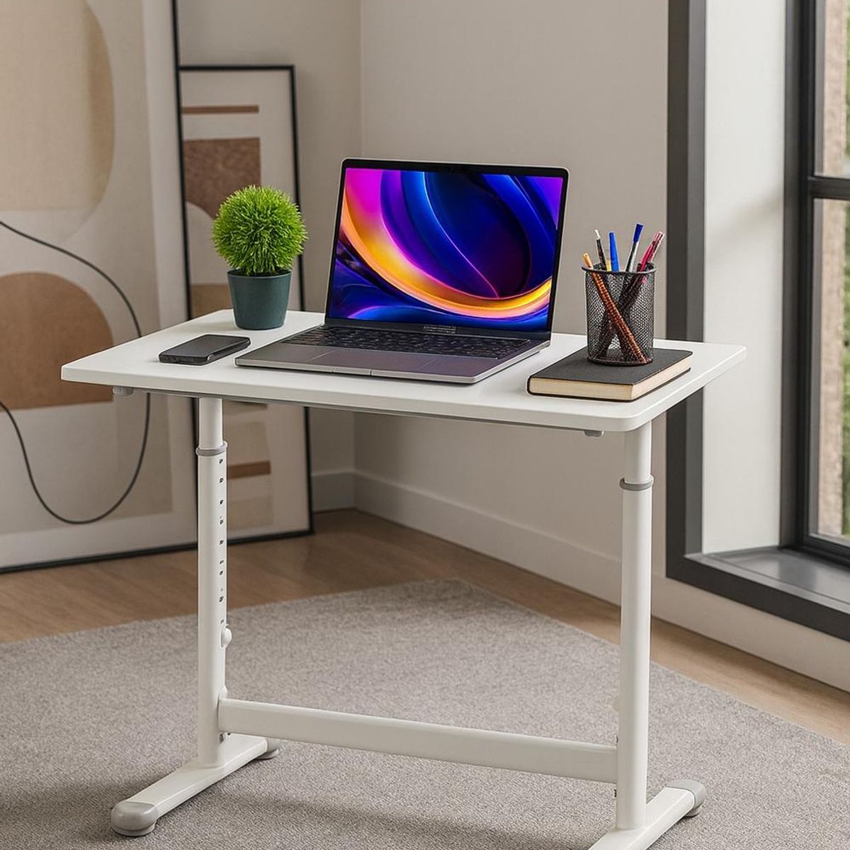 COSAS CASA - Escritorio con Altura Ajustable 120x60x63-86cm Funcional Toledo Blanco