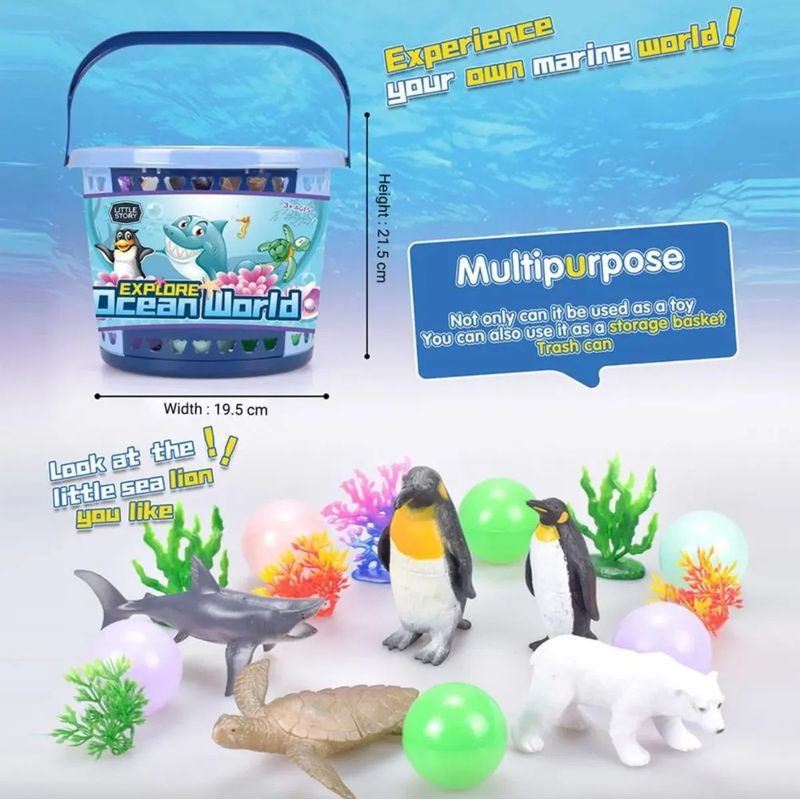 GENERICO - Balde Set De Animales Marinos  Juguete Educativo y Divertido