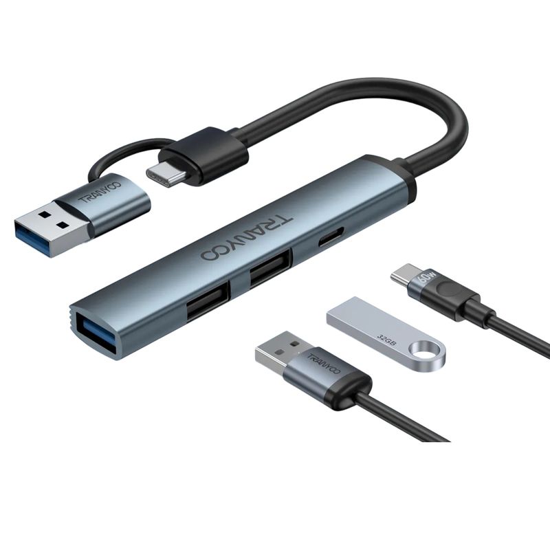 GENERICO - Adaptador Usb C Hub Tipo C, 4 En 1, Usb 3.0 Tranyoo HB11-AC