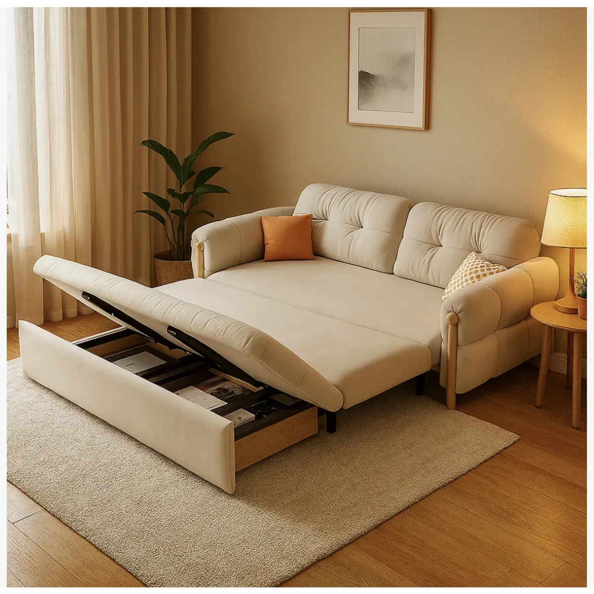 HOMER DESIGN - Sofa Cama 3 Cuerpo Con Alcenamiento Cama De 2 Plazas