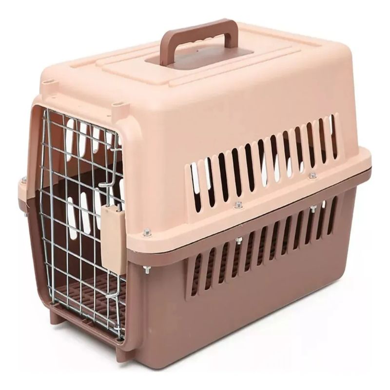 GENERICO - Caja Transportador Perro Canil Jaula Transporte Mascota Gato Marrón Claro