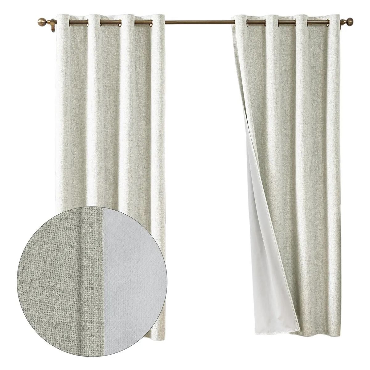 OKAY - Cortina Lino Con Blackout 100% Térmica Engomada 2 Paños