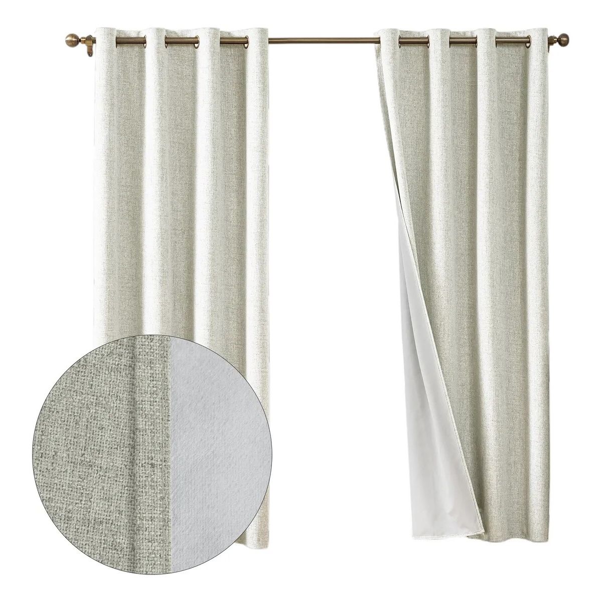 OKAY - Cortina Lino Con Blackout 100% Térmica Engomada 2 Paños