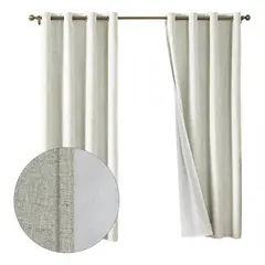 OKAY - Cortina Lino Con Blackout 100% Térmica Engomada 2 Paños