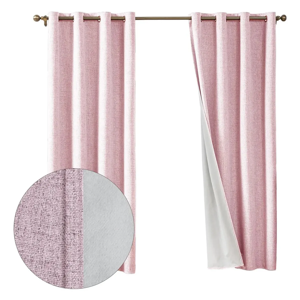 GENERICO - Cortina Lino Con Blackout 100% Térmica Engomada 2 Paños