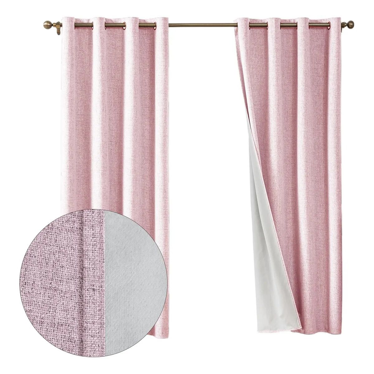 GENERICO - Cortina Lino Con Blackout 100% Térmica Engomada 2 Paños