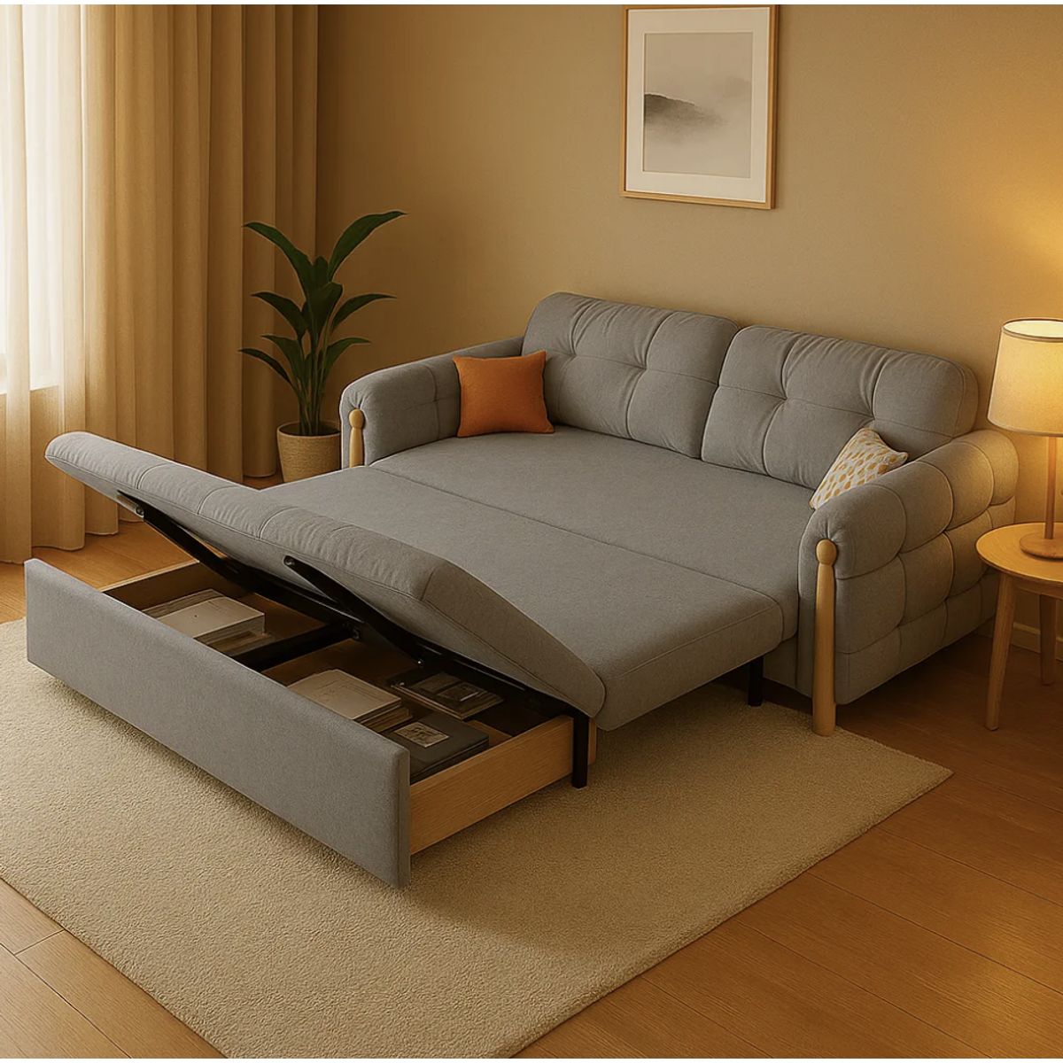 HOMER DESIGN - Sofa Cama 3 Cuerpo Con Alcenamiento Cama De 2 Plazas