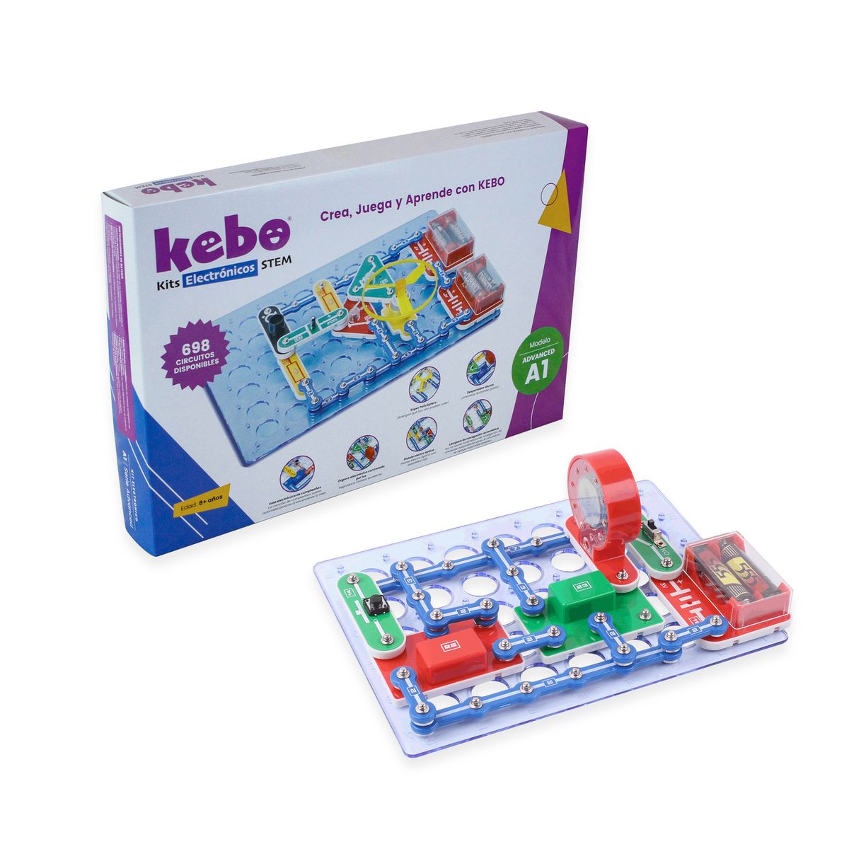 KEBO - Kit Electrónico Educativo Kebo Advance A1 - 698 circuitos