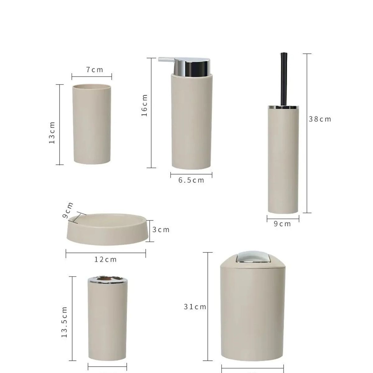 GENERICO - Set Juego De Baño 6 Piezas Accesorios Elegante Rosa