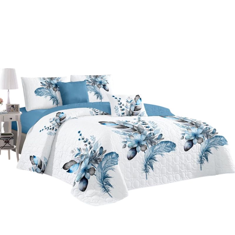 ANGELES DEL HOGAR - CUBRECAMA QUILT DE VERANO CON DISEÑO TF PLAZA Y MEDIA