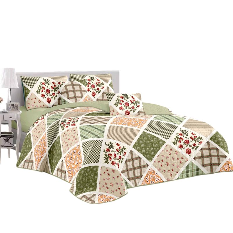 ANGELES DEL HOGAR - CUBRECAMA QUILT DE VERANO CON DISEÑO TF PLAZA Y MEDIA