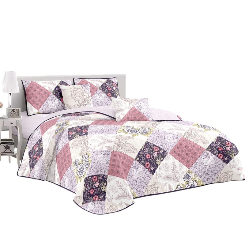 ANGELES DEL HOGAR - CUBRECAMA QUILT DE VERANO CON DISEÑO TF PLAZA Y MEDIA