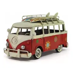 GENERICO - Auto Combi metal vintage Hawái rojo 28 cm
