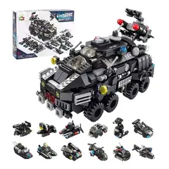 GENERICO - Camión de policía 12 en 1 SWAT armored car negro