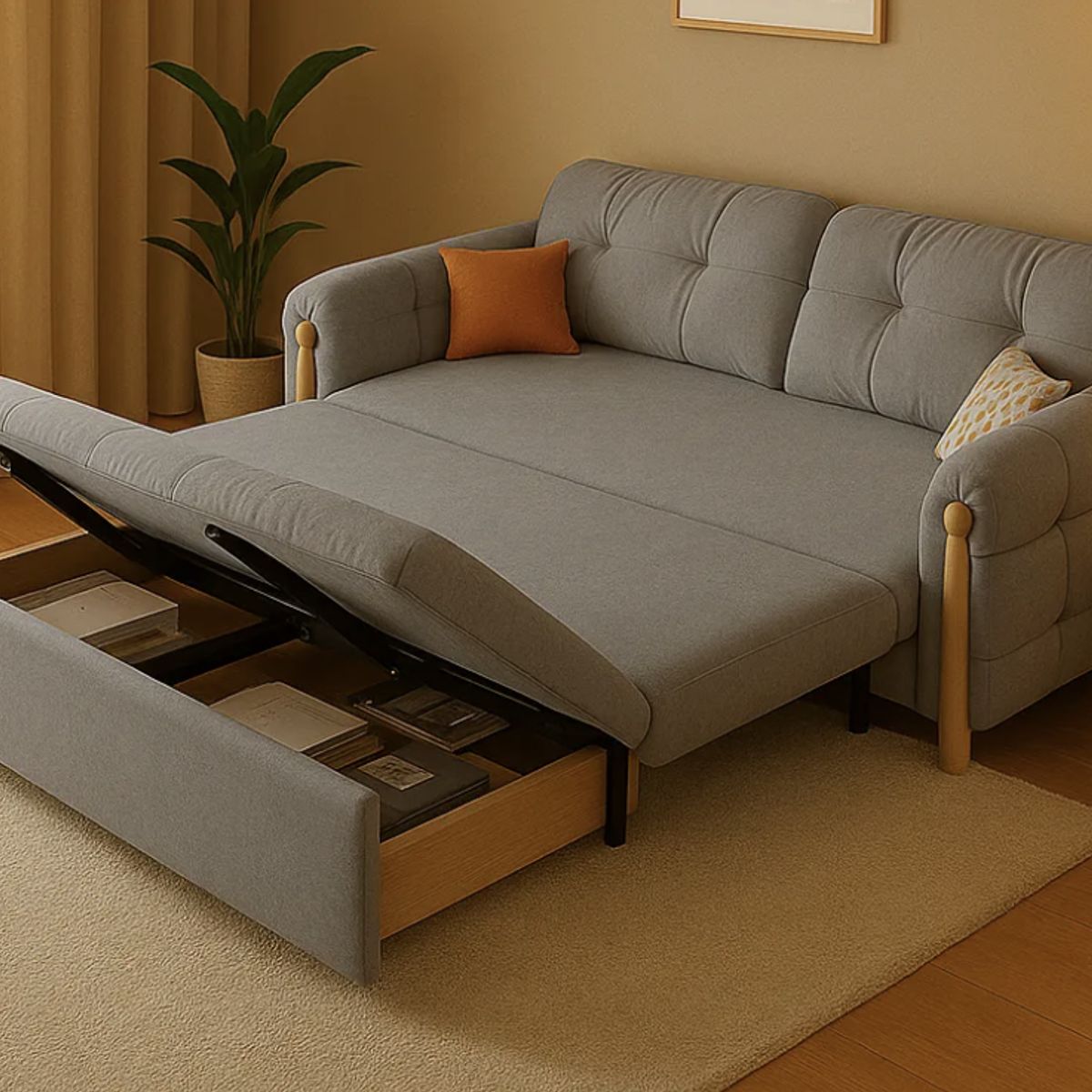 HOMER DESIGN - Sofa Cama 2 Cuerpo Con Alcenamiento Cama De 120cm ancho