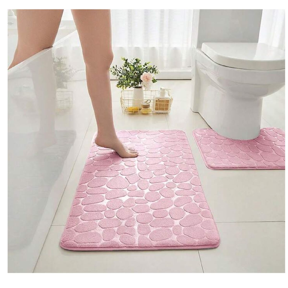 GENERICO - Alfombra De Baño Absorbente Suave Bajada De Baño Rosa