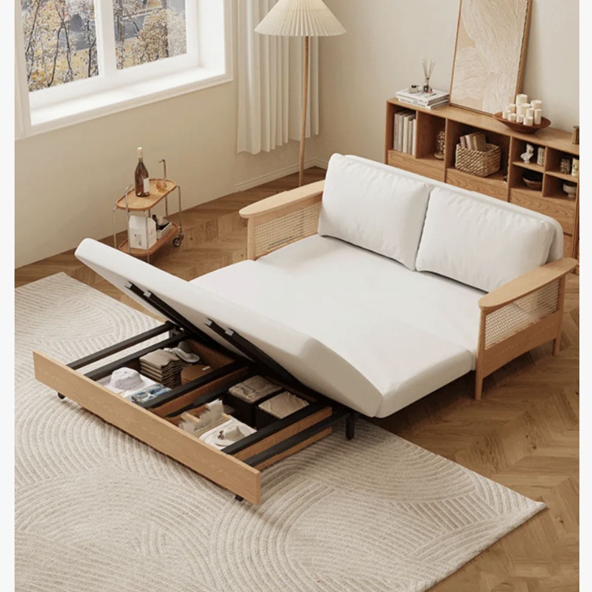 HOMER DESIGN - Sofa Cama 3 Cuerpo Con Alcenamiento 150cm Ancho Hecho Madera