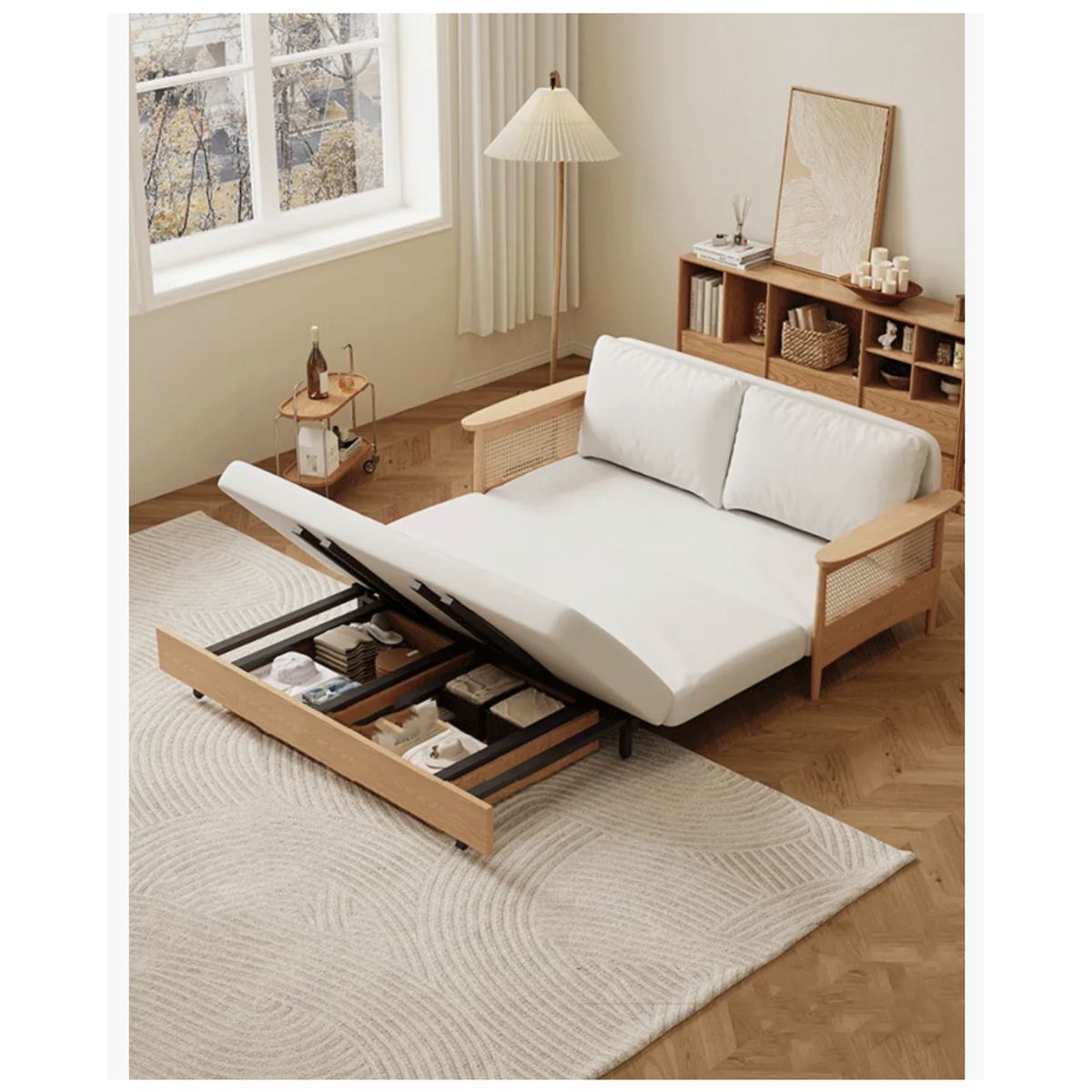 HOMER DESIGN - Sofa Cama 3 Cuerpo Con Alcenamiento 150cm Ancho Hecho Madera