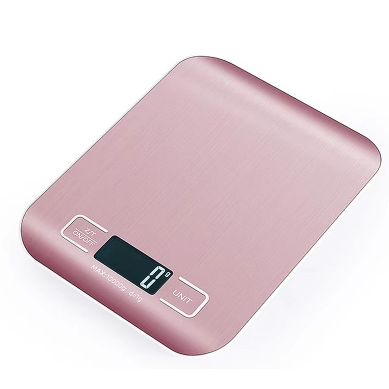 GENERICO - Balanza Digital Cocina 10kg Rosa Acero Inoxidable LCD