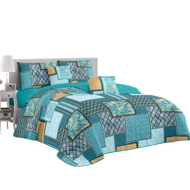ANGELES DEL HOGAR - CUBRECAMA QUILT DE VERANO CON DISEÑO TF PLAZA Y MEDIA