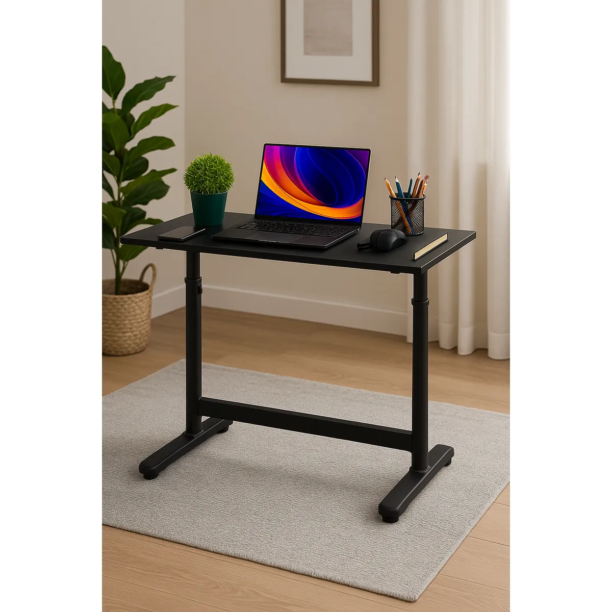 COSAS CASA - Escritorio con Altura Ajustable 120x60x63-86cm Funcional Toledo Negro