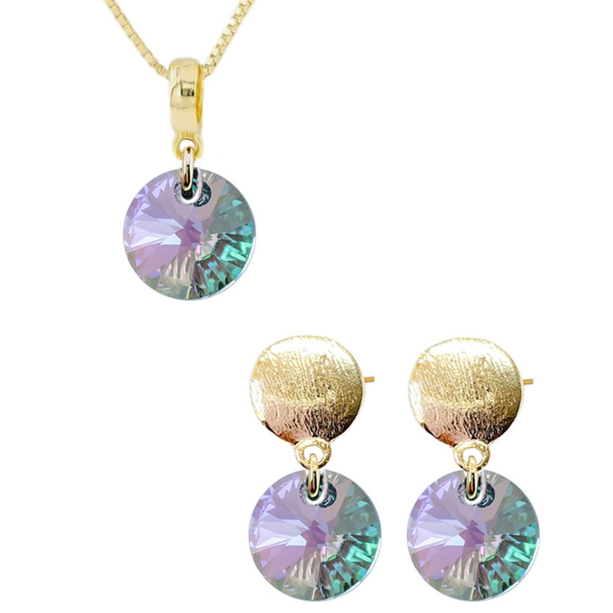 JOYAS MONTERO - Conjunto Amelia Gold 24K creado con cristales de Swarovski® Paradise Shinne