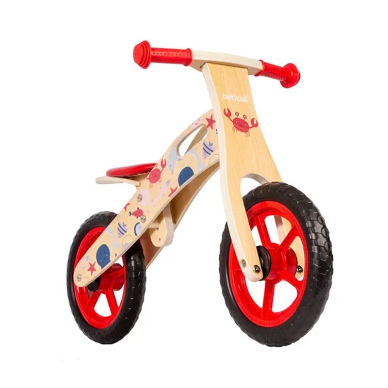 GENERICO - Bicicleta equilibrio de madera para aprendizaje océano rojo