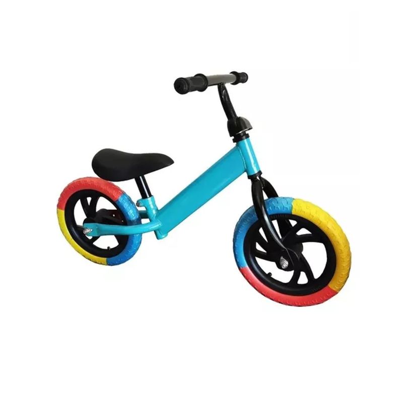 GENERICO - Bicicleta equilibrio sin pedales niños azul rueda de colores