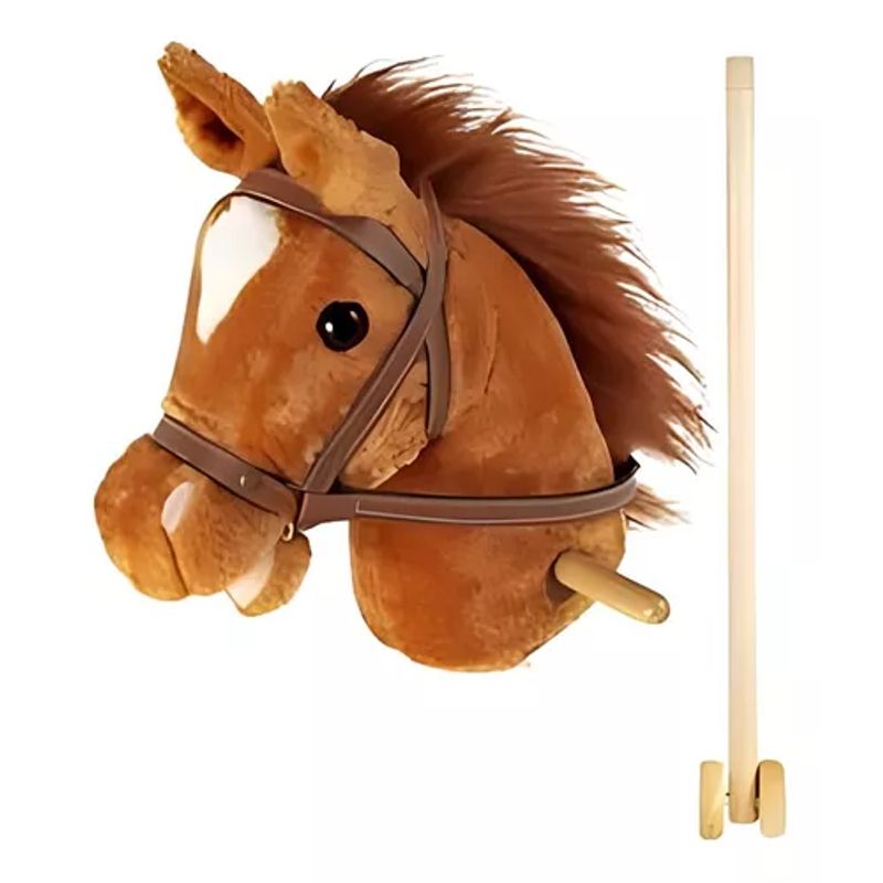 GENERICO - Caballito de palo con sonido y rueda 100 cm color marrón