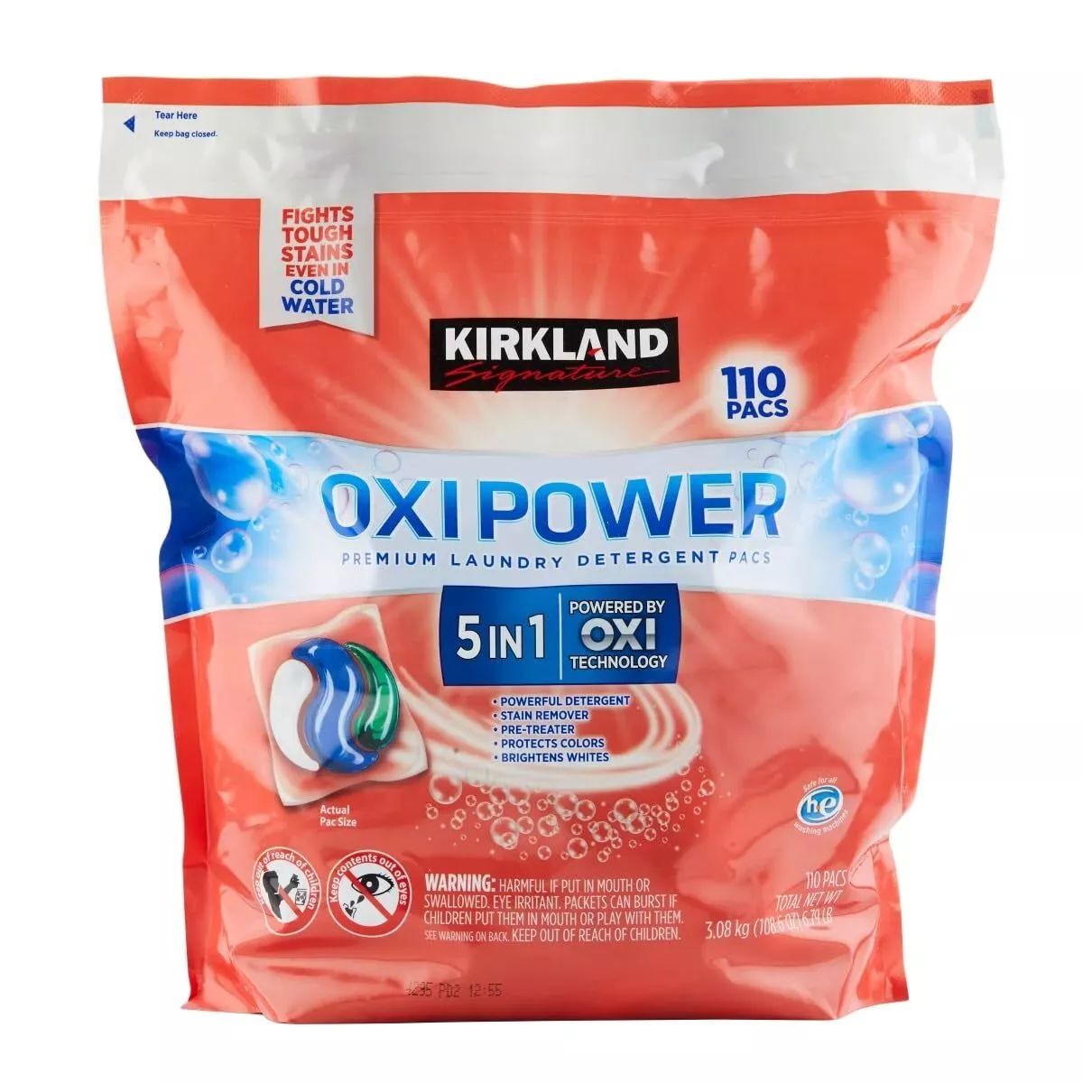 KIRKLAND - Detergente en Cápsulas Oxi Power Premium Kirkland 110 un