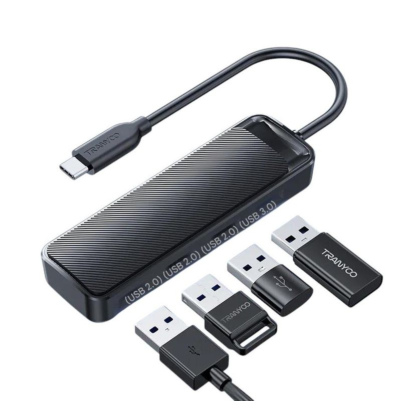 GENERICO - Adaptador Hub Usb C A 4 Puertos Usb 3.0/2.0 Tranyoo HB1-C